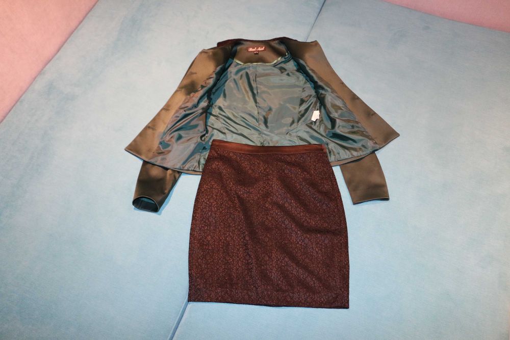 Rochie ocazie Bad Axel fusta neagra sacou verde cu negru marimea 38