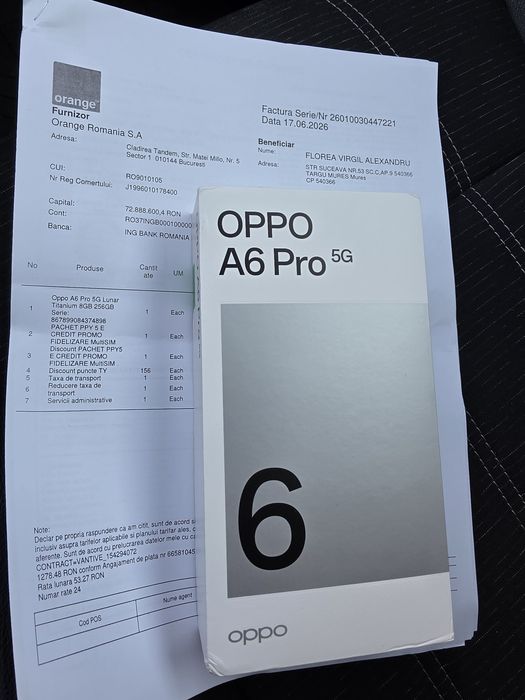 Oppo A6 Pro 5g, 8gb/256gb Titanium, sigilat