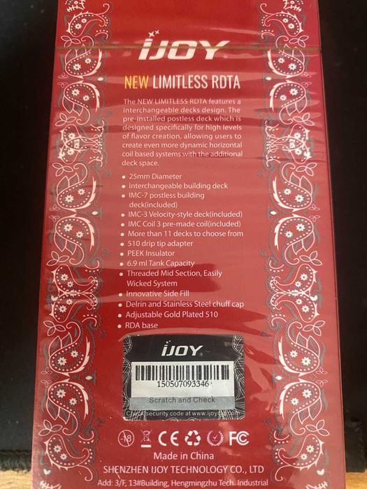 iJoy Limitless RDTA Classic White – nou, sigilat, cutie originală