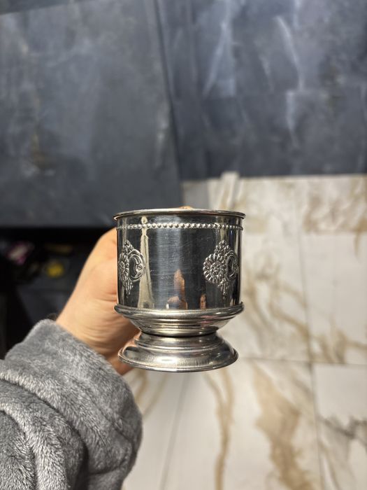 Vand cana vintage antica retro suflata argint .