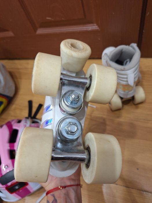 OXELO  Детски ролкови кънки quad 100 jr, бяло/холографика