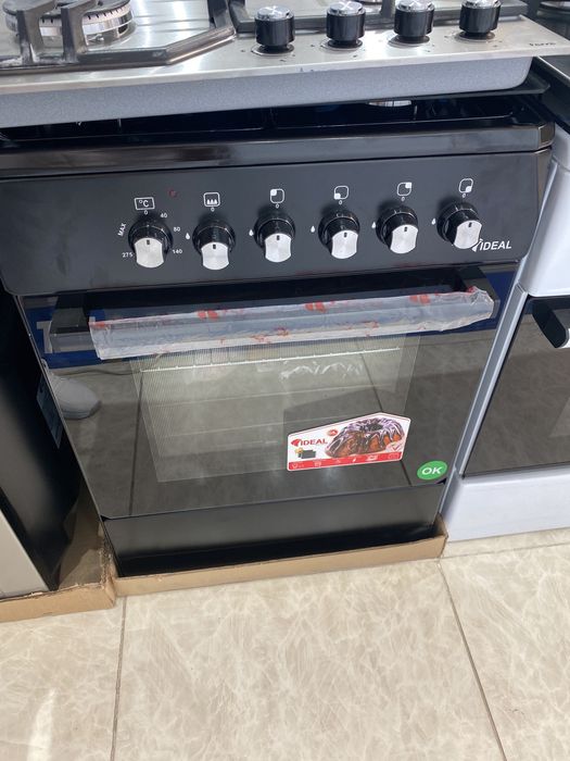 Газ плита Ideal серый и черный