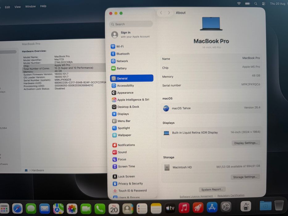 НОВ MacBook Pro 14" M5 PRO Chip 15-CPU/16-GPU/48GB RAM/1TB SSD ГАРАНЦИЯ ДО 27.5.2029г