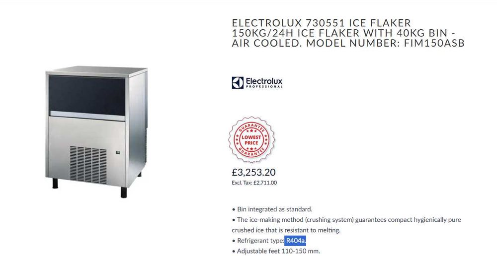 Masina fulgi gheata / gheata granulata - Electrolux Italia - 150 kg/24h - stocare 40 kg - stare foarte buna