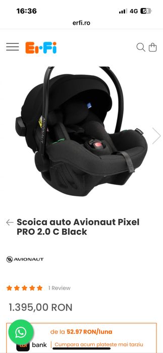 Scoică auto Avionaut Pixel Pro 0–13 kg