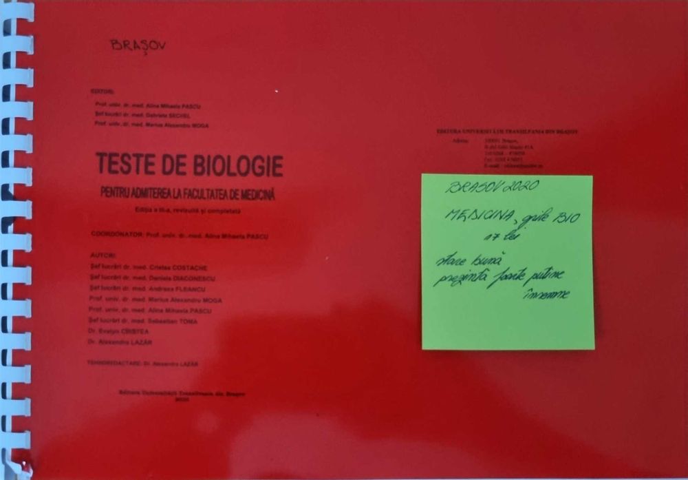 Carti admitere Medicina Bucuresti Cluj Brasov Iasi 2009-2022