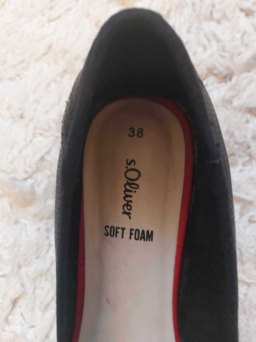 Pantofi damă S. Oliver, negru, cu toc, velur