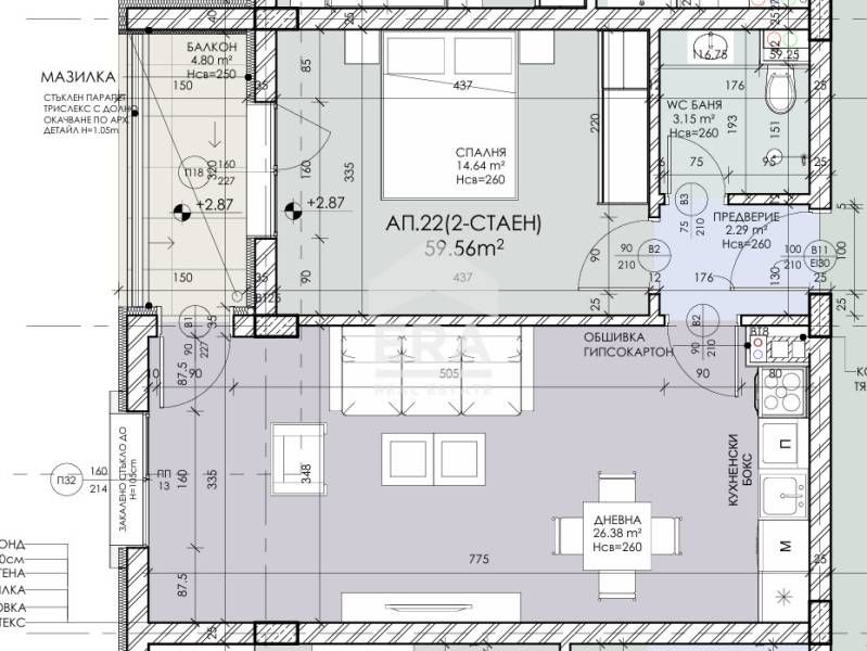 Продава се Двустаен апартамент в София, Овча купел - 68 кв.м за 1809 €/кв.м - Снимка #3