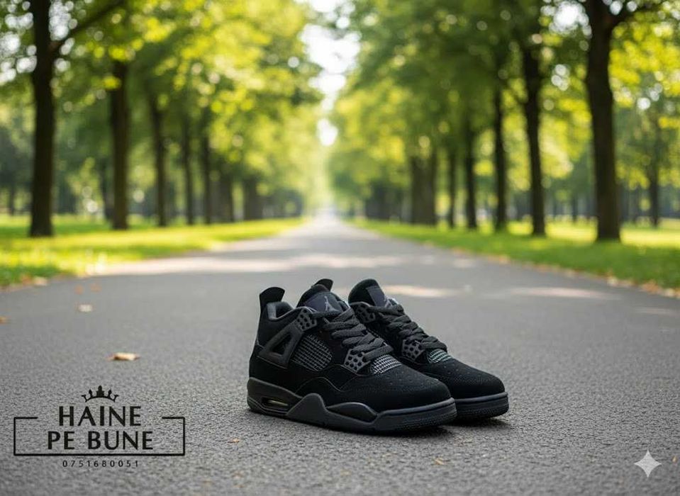 Adidasi Jordan 4 Retro Black Cat - Adidasi Fete Baieti