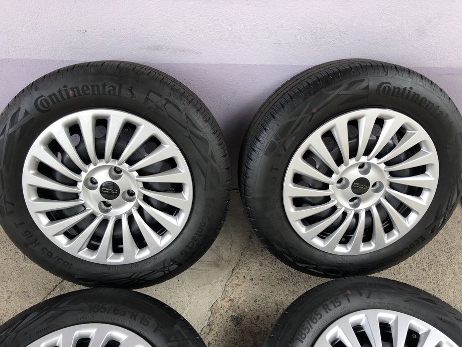 Jante otel cu anvelope de vara Fiat 500, 185/65R15 Continental - NOI