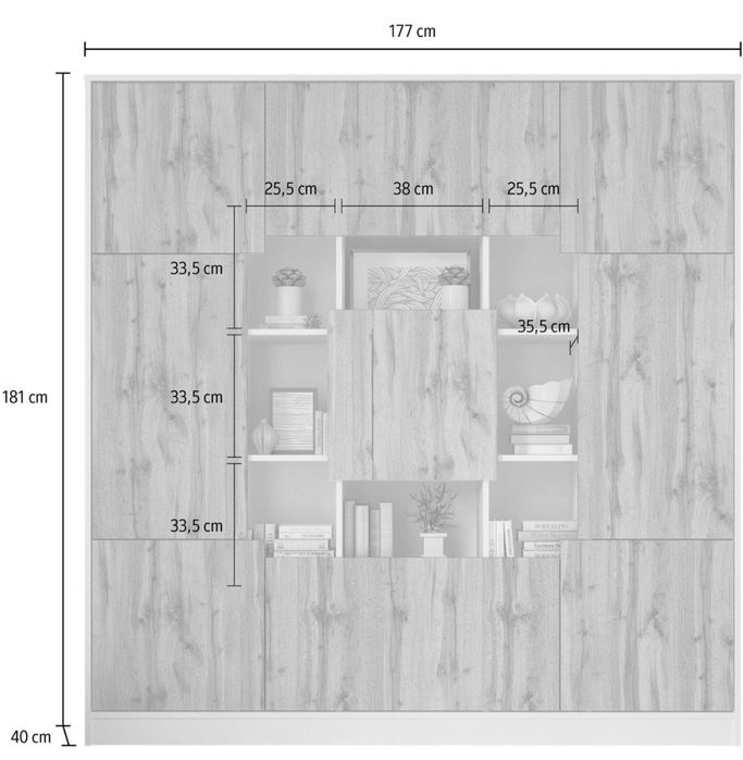 Biblioteca cu fronturi alb lucios 177/40/181 inaltime