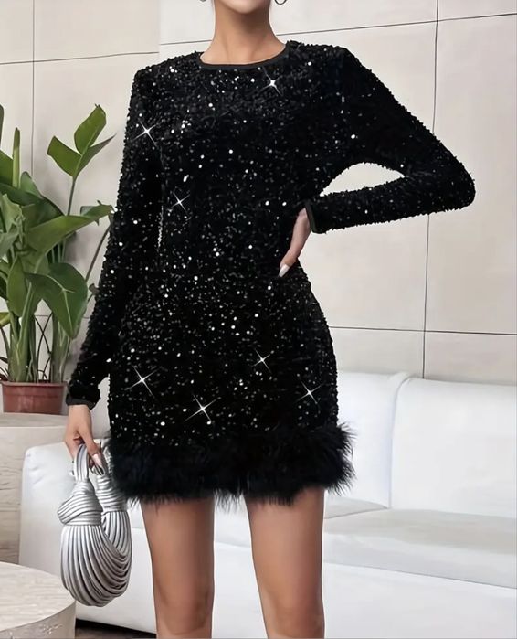 Дамска блестяща рокля с пайети