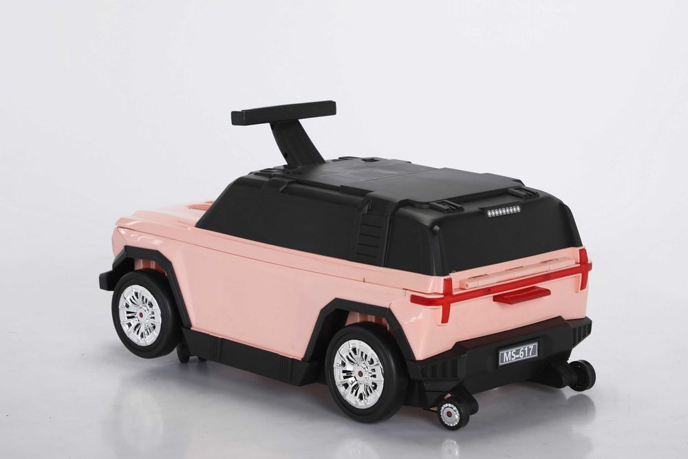 Valiza tip masinuta, Kinderauto SPEED, multifunctionala 2 in 1 #pink