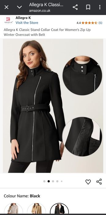 Palton Allegra K femei dame măsură L fermoar curea