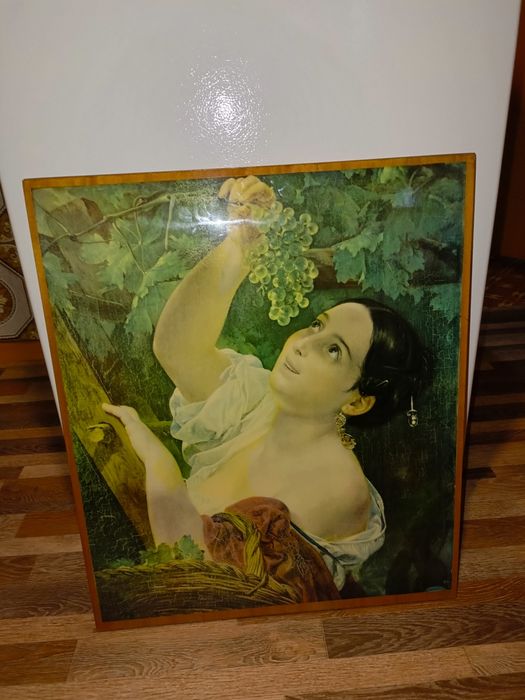 Картина теремок, девушка собирает виноград