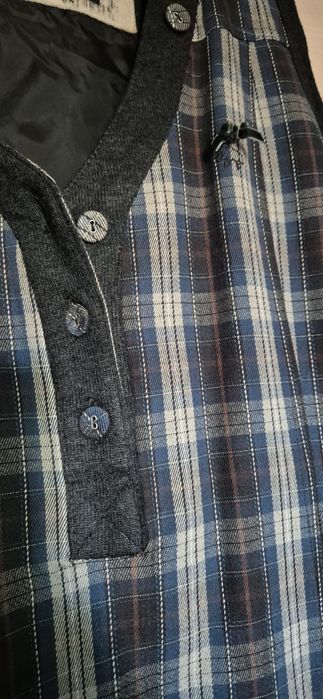 Rochie casual, fara maneci, tesatura cu carouri, marime XL