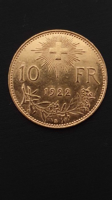 Златна монета 10 франка 1922