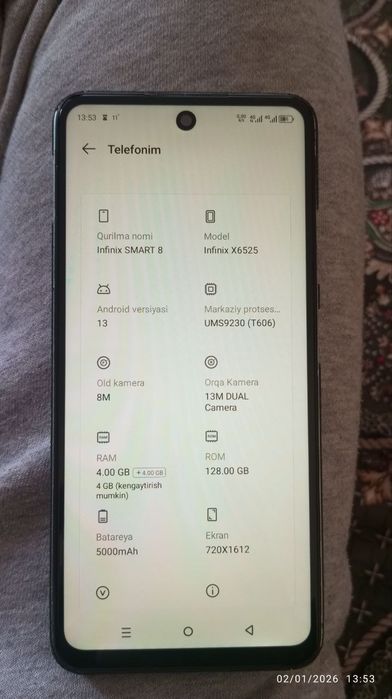 Infinix smart 8 telfoni