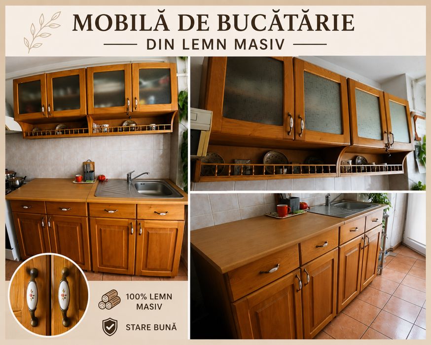 Mobila de bucatarie din lemn masiv + chiuveta