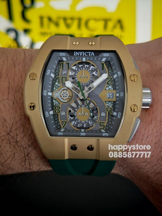 INVICTA Racing Strada Gold/Green 47 mm, Инвикта нов ръчен часовник