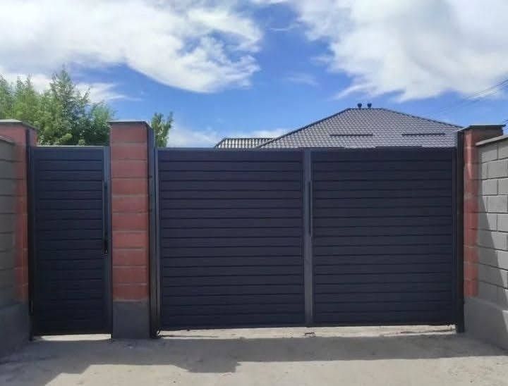 Навесы, стяжка под навес, брусчатка, ворота