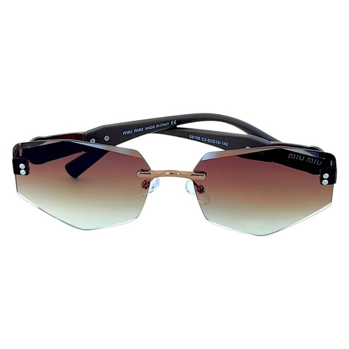 Miu Miu 2026 дамски слънчеви очила –ромбоидни фасетирани стъкла UV400