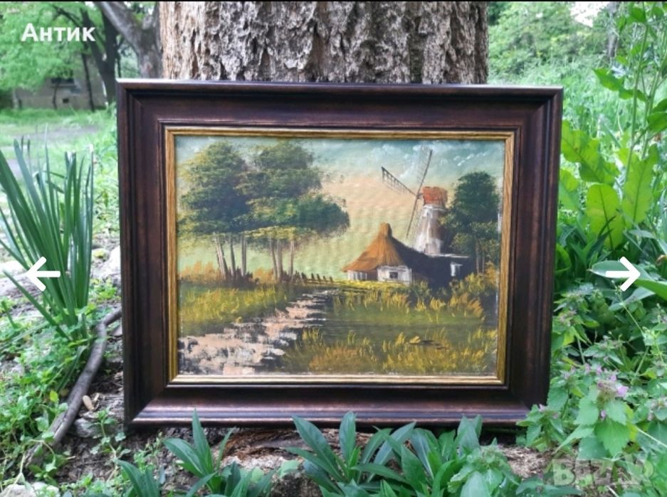 Красива Стара Картина Прованс Живопис Маслени Бои на Платно