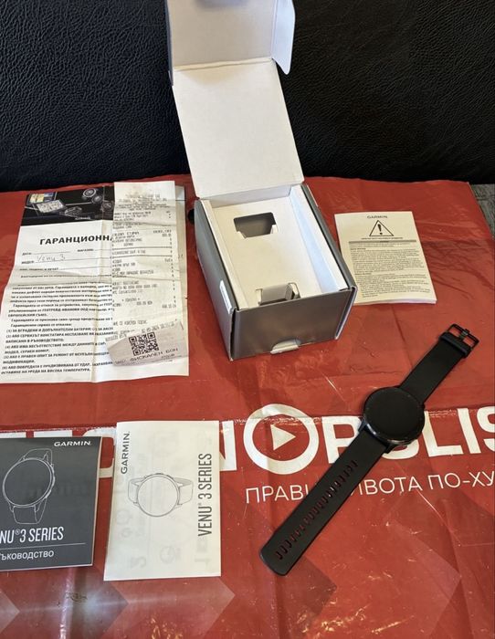 КАТО НОВ 45mm Garmin Venu 3 AMOLED Гаранция Technopolis Black