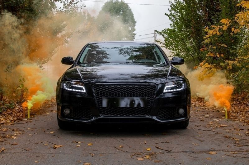 Grila fata AUDI A4 B8 (2007-2012) RS Look Negru Lucios cu suport numar