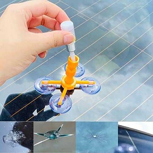 Kit reparatie parbriz auto cu rasina aplicator ventuza folie si lama