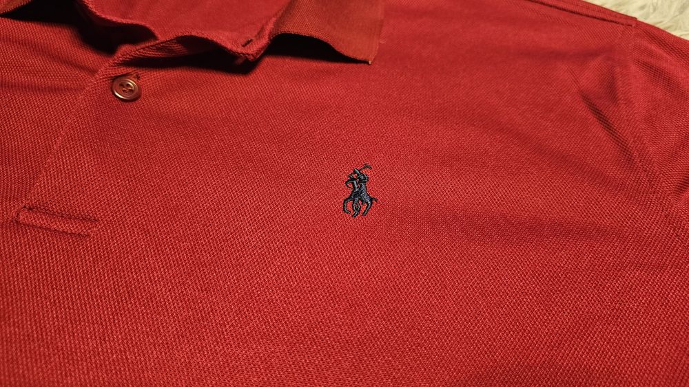 Tricou Polo Ralph Lauren cu guler marimea L rosu (barbati)