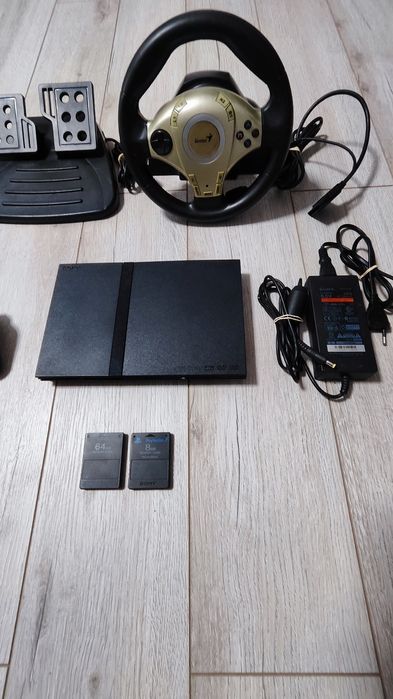 PlayStation 2 (PS2) Slim | Pachet Complet: Volan + 2 Manete + GTA San