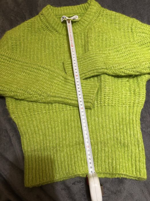 Zara пуловер s размер цвят лайм с вълна