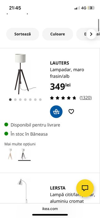 Lampa lampadar trepied ikea Lauters