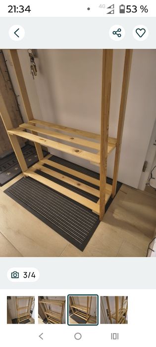 Raft din lemn, cu 4 rafturi, de dimensiuni 26x78 cm și înălțime de 150 cm. Ideal pentru depozitarea și organizarea obiectelor în casă sau birou.