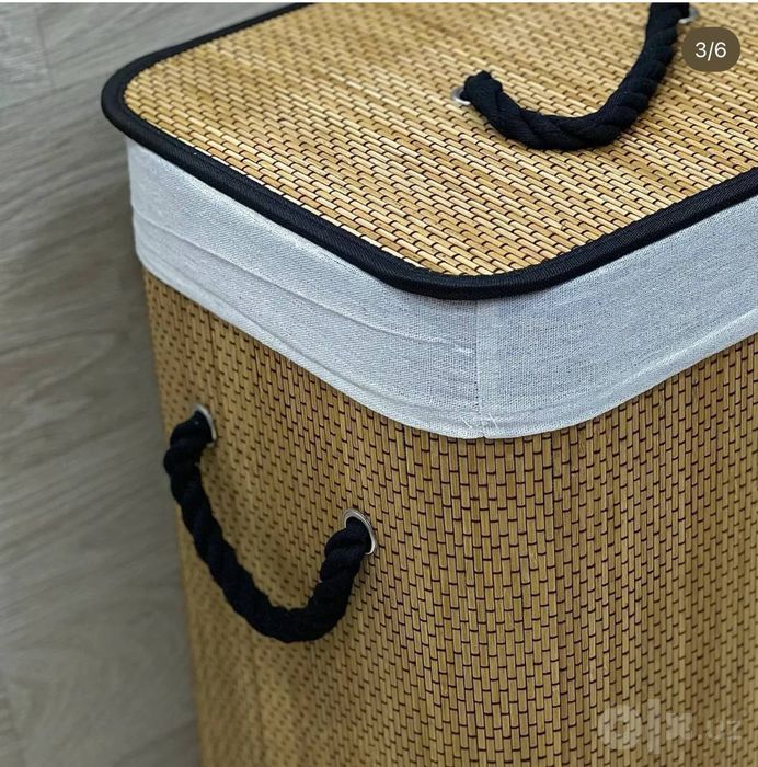 Бамбуковая корзина для белья