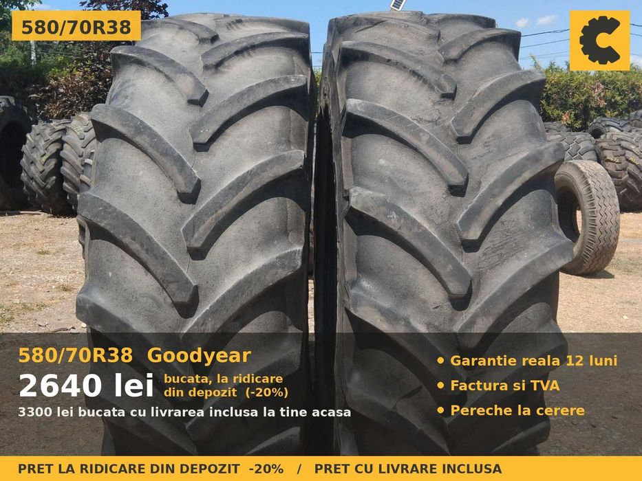 Cauciucuri Anvelope 580/70R38 580/70 R38 20.8R38 20.8-38 5807038 Goodyear Tractor Punte Spate Tractiune SH Second Hand LIVRARE Garantie 1 An Stoc Real