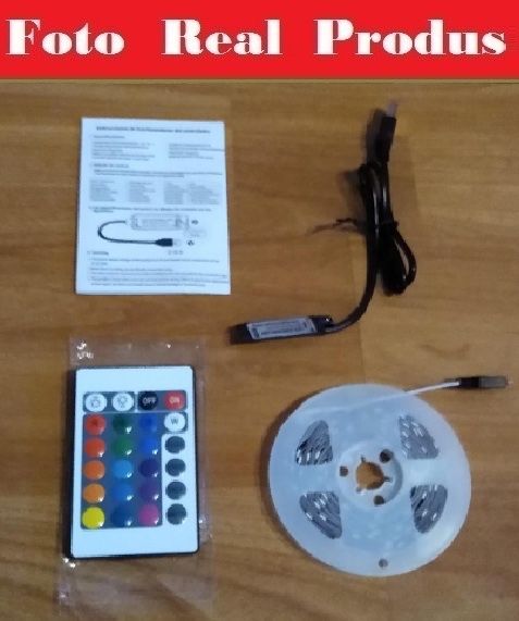 Kit Banda RGB/Led-uri SMD3535 la 5V/5M, controler+telecomanda -din UK