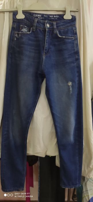 Продам джинсы синие и брюки плащевка