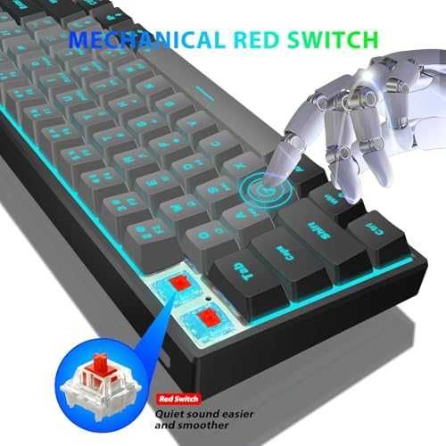 Механична клавиатура Snpurdiri 60 Percent Machanical Keyboard Red Switches