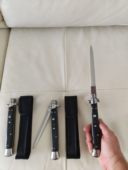 Stileto Italian Cuțit 34cm Vânătoare Pescuit , Briceag italian AKG , Negru