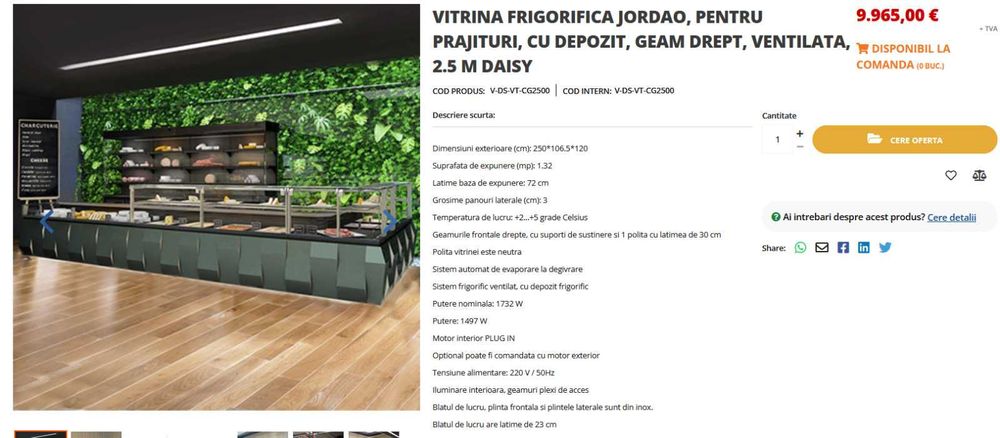 Vand vitrina frigorifica prezentare prajituri