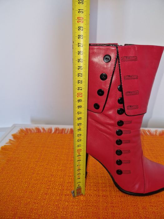 Botine damă din piele culoare roșie