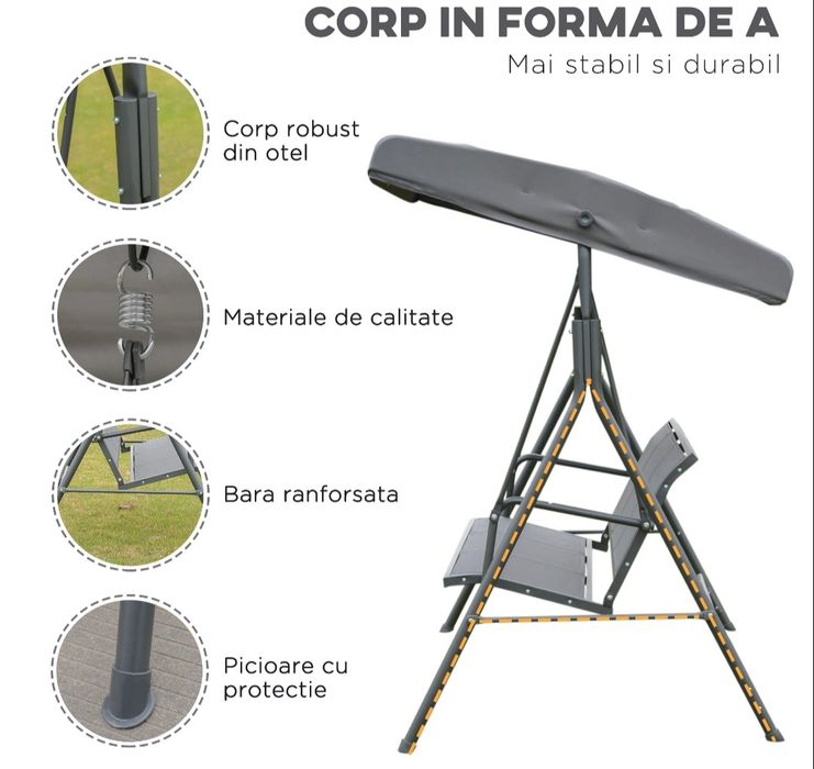 Balansoar Outsunny nou, 3 persoane