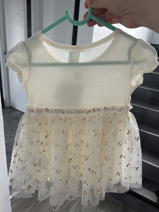 Rochita bebe H&M bumbac + tul cu cirese aurii, marimea 74, NOUA