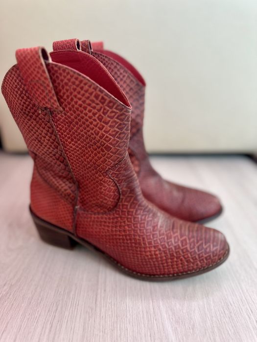 Wonders Boots Dark Red piele naturală