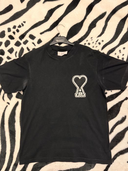 Tricou Ami  (Ami de Coeur) Negru Logo Mare - Mărimea M