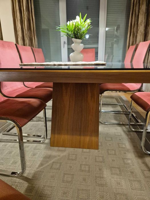 Masa bucatarie/living/ dining Mdf furniruit si sticla