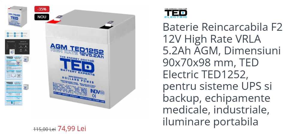 Acumulator Pb-GEL 5-260Ah pt UPS, alarme, camere, barci, fotovoltaice.