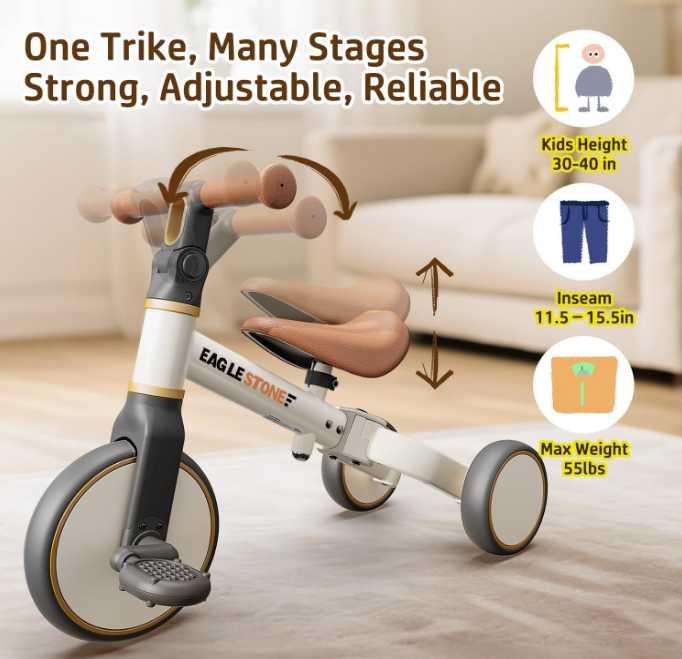 Детска триколка 3 в 1 EagleStone (1–4 г.) - балансиращ велосипед